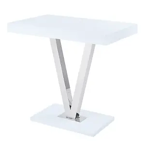 Vienna White High Gloss Bar Table With 4 Candid Teal Stools