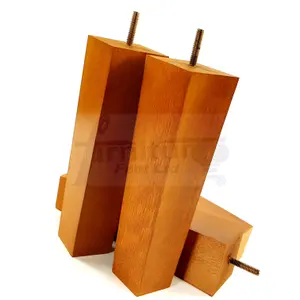 4 Wooden Furniture Legs M10 240mm High Golden Oak Replacement Square Tapered Sofa Feet Stools Chairs Cabinets Beds