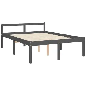 Berkfield Bed Frame with Headboard Grey Double Solid Wood