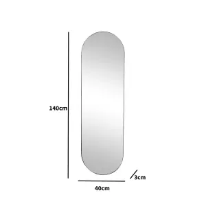 Melody Maison Black Oval Wall Mirror 40cm x 140cm