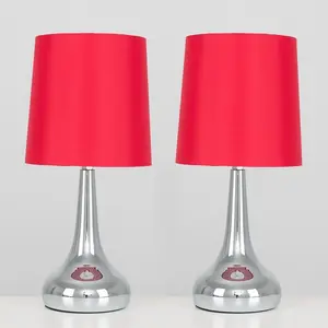 Chasse Metal Table Lamp (Set of 2) Chrome Base / Red Shade / Not Included