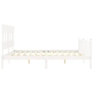 Berkfield Bed Frame with Headboard White Super King Size Solid Wood