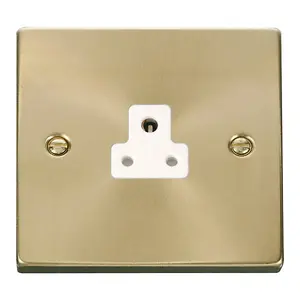 Satin / Brushed Brass 1 Gang 2A Round Pin Socket - White Trim - SE Home