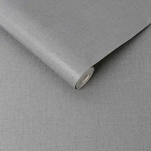 Superfresco Charcoal Linen Glitter Plain Wallpaper