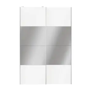 Atomia Panelled Mirrored White 2 door Sliding Wardrobe Door kit (H)2250mm (W)1500mm