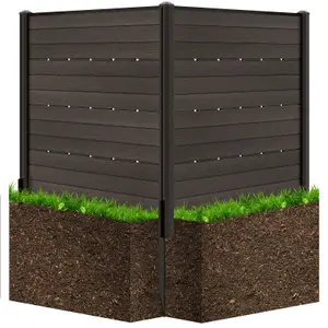 Costway Outdoor 2 HDPE Fence Panels 120 x 115 cm Privacy Fence Screen w/ 5 Ground Stakes