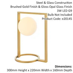 2 PACK Brushed Gold Table Lamp - Gloss Opal Glass Shade - Geometric Shape Design