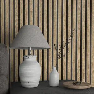 Galerie Industrial Effects Brown Stripe Wood Panel Wallpaper Roll