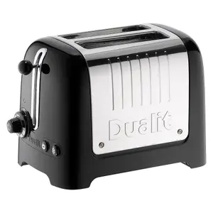 Dualit 2 Slice Toaster & 1.5 Litre Kettle High Gloss LITE Breakfast Set, Black