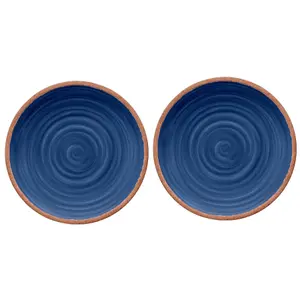 Purely Home Rustic Swirl Indigo Melamine Dinner Plates - Set of 2