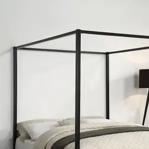 Ashwell Modern Four 4 Poster Black Small Double Metal Bed Frame