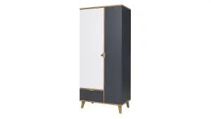 Memone Functional Wardrobe - Golden Oak with Graphite & White Matt - W900mm x H2000mm x D520mm