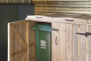 Wheelie Triple Bin Store - L80.4 x W192 x H120 cm - Timber - Fits 1 x 240L & 2 x 140L Wheelie Bins