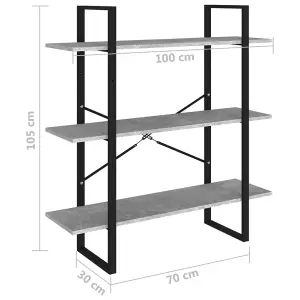 Berkfield Book Cabinet Concrete Grey 100x30x105 cm Engineered Wood