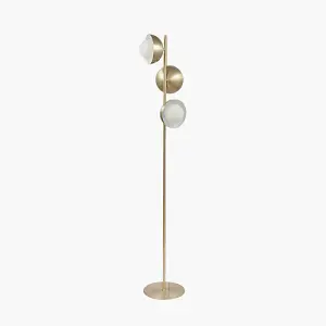 Brass Metal and White Orb Dome Floor Lamp