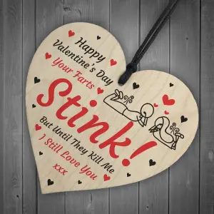 Funny Happy Valentines Day Gift For Boyfriend Girlfriend Husband Wife Wood Heart