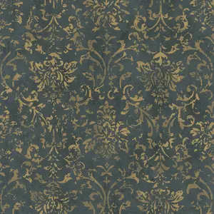 Galerie The New Design Book Metallic Black/Gold Ornamental Mottled Damask Wallpaper Roll