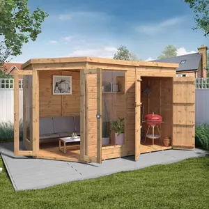 Mercia 11 x 7ft Premium Corner Summerhouse with Side Shed No