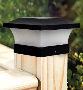 4 x Smart Garden Solar Black Garden Fence Post Top Lights Super Bright White LED