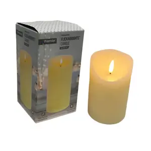 Flickering LED Battery Candle Flameless Realistic Cream Pillar Candle 18cm