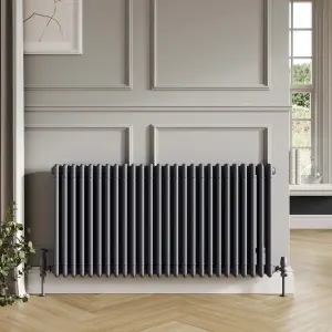 Bubly Bathrooms™ Steel 3 Column Radiator 600x1190 Horizontal - Anthracite