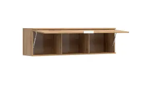 Wall Cabinet Unit Storage Bedroom Living Room Oak Effect 135cm Lift Up Modern Shelf Zele