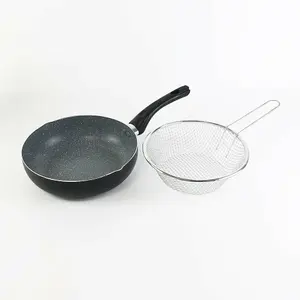 URBN-CHEF Aluminium Induction 24cm Deep Frying Pan With Fry Basket Cookware