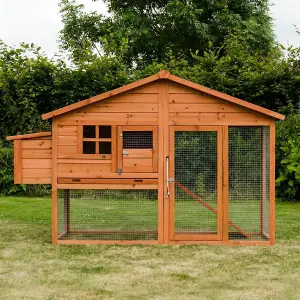 KCT 6ft Large Chicken Coop And Run With Egg Nest Box Poultry Hen House Bird Ark Cage