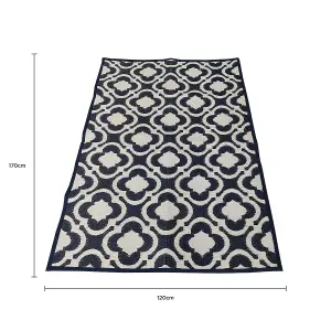 Blue Patterned Weatherproof Rug 120x170cm