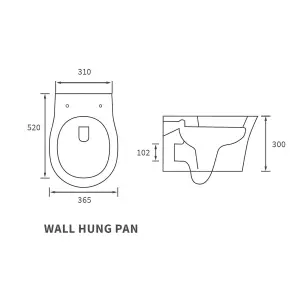 Fewstone White Rimless Wall hung Toilet pan with Soft close seat