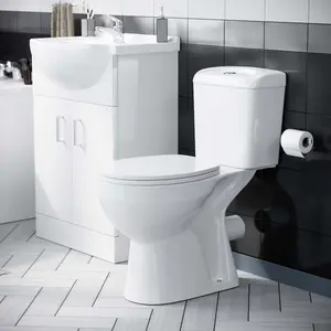 Nes Home Gloss White 550mm Vanity Unit And Close Coupled Toilet