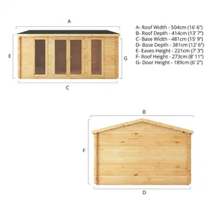 Waltons 5m x 4m 28mm Wooden Log Cabin Home Office Garden Room