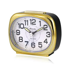 Analogue Quartz Movement / Crystal Alarm Tabletop Clock Black/Gold