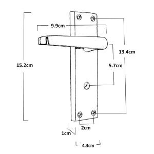 Door Handles Straight Bath Lock Handle - Matt Black 150 x 40mm