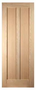 Vertical 2 panel Unglazed Contemporary Oak veneer Internal Door, (H)1981mm (W)838mm (T)35mm