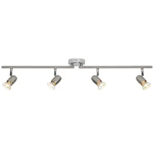 Adjustable Head Ceiling Spotlight Brushed Chrome Quad GU10 Kitchen Bar Downlight