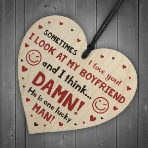 Funny JOKE Gift For Boyfriend Christmas Birthday Valentines Wood Heart Love Gift