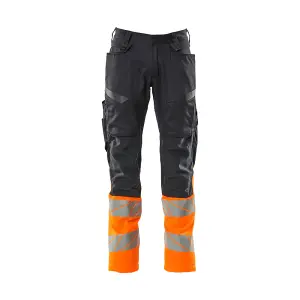 Mascot Accelerate Safe Trousers with Kneepad Pockets - Dark Navy/Hi-Vis Orange   (40.5) (Leg Length - Regular)