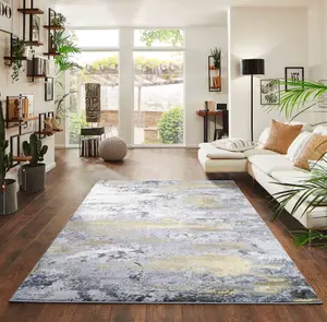 Onyx Modern Living Room Rug - Abstract Area Rugs Gold 200x290 cm