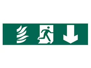 Durable PVC Running Man Arrow Down Safety Sign 200 x 50mm