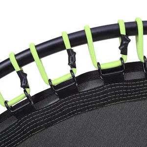 48in Bungee Cords Foldable Round Trampoline with Adjustable U-Handle Bar in Green for Indoor Outdoor