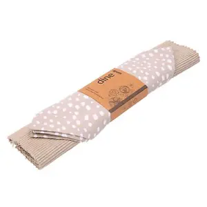 Dexam Sintra Recycled Cotton Spotted Napkin and Placemat Set Stone