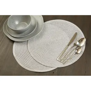 Interiors by Premier Alice Round Silver Thread Woven Placemat