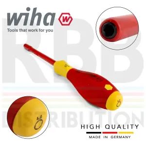 Wiha Hex Driver Screwdriver  1000v VDE Electrician 4mm Hex SoftFinish Grip 00853