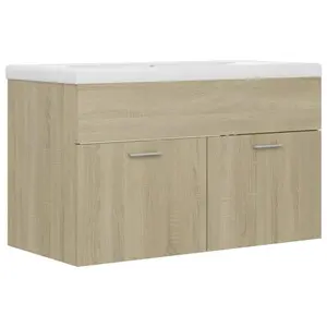 Saona 800mm Single Bathroom Vanity with Integrated Ceramic Basin Sonoma Oak