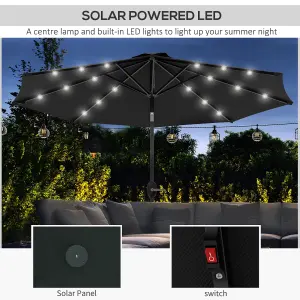 Outsunny 24 LED Solar Powered Parasol Umbrella Garden Tilt Outdoor String Light