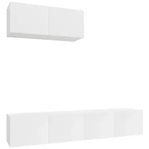 Berkfield 3 Piece TV Cabinet Set High Gloss White Engineered Wood