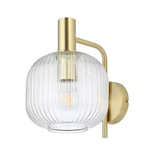 GoodHome Lybia Classic Satin Brass effect Wired Wall light