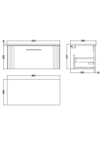 Retro 1 Drawer Wall Hung Vanity Unit with Colour Coordinating Worktop - 800mm - Satin Grey - Balterley