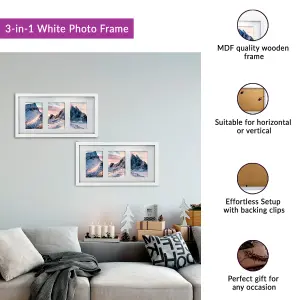 Innoteck Essentials 3 in 1 Matt Wooden Photo Frame - White